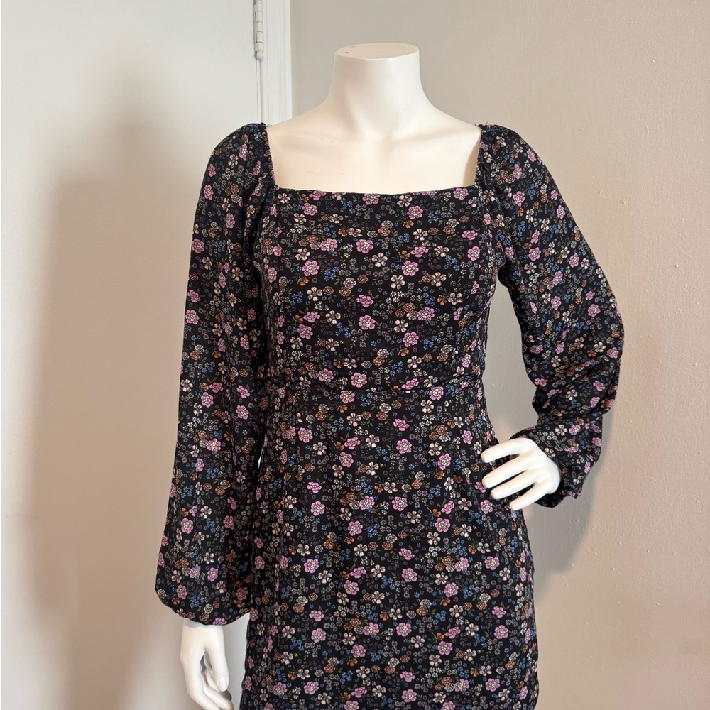 All in Favor Black Floral Long Sleeve Dress